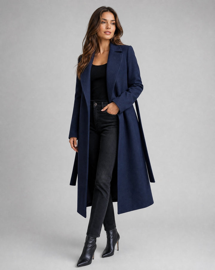 Natalène | Manteau long ceinturé à revers