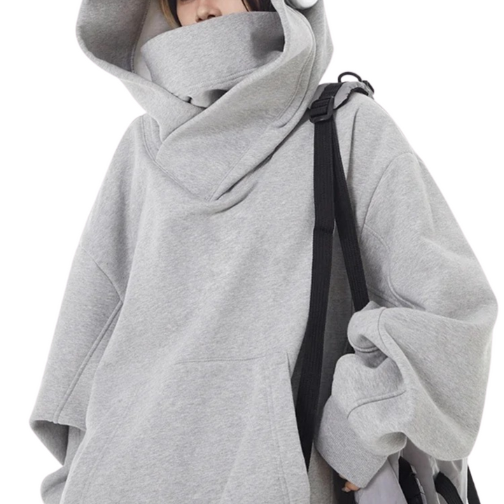 Pervenche | Sweat ample à capuche montante