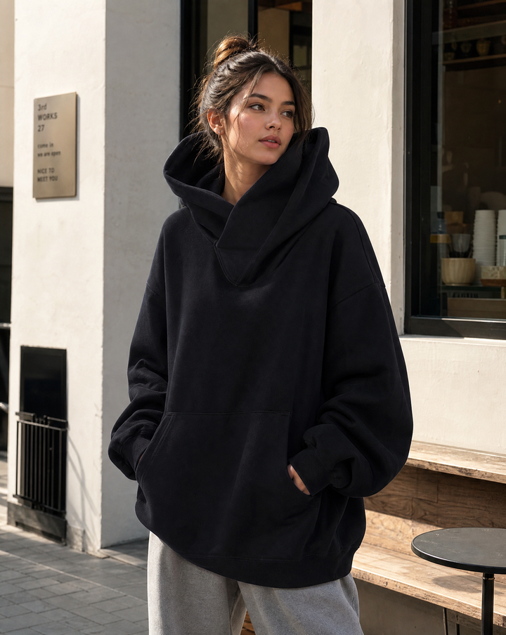 Pervenche | Sweat ample à capuche montante
