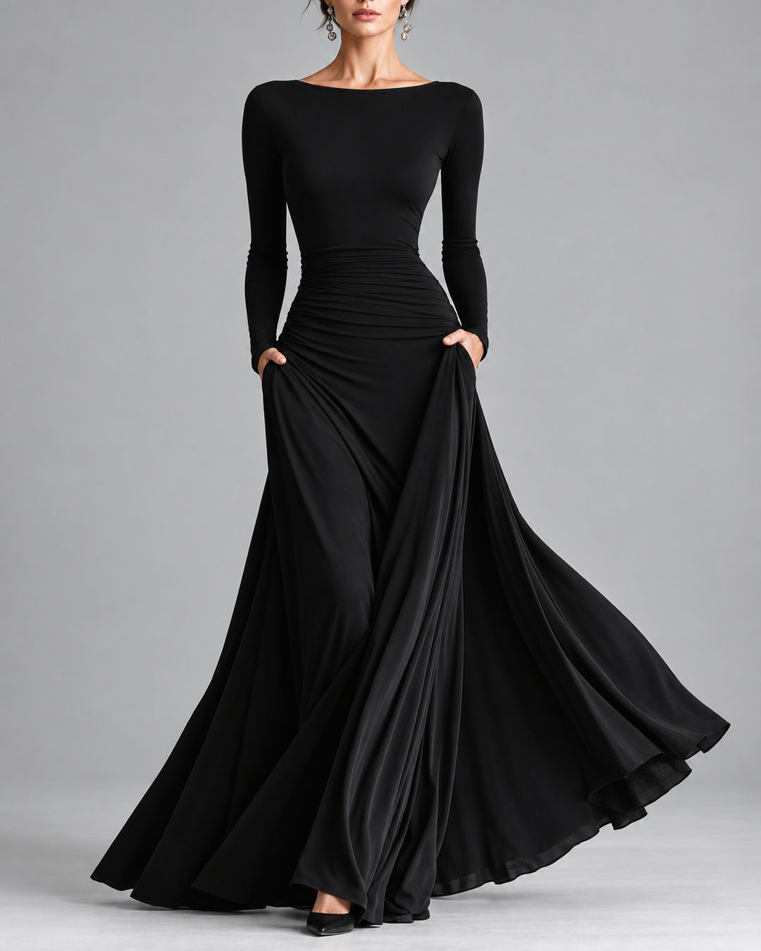 Primerose | Robe longue fluide à manches longues