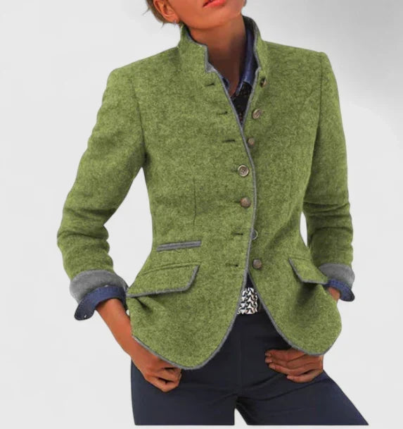 Rosalba | Veste cintrée à col montant et passepoils