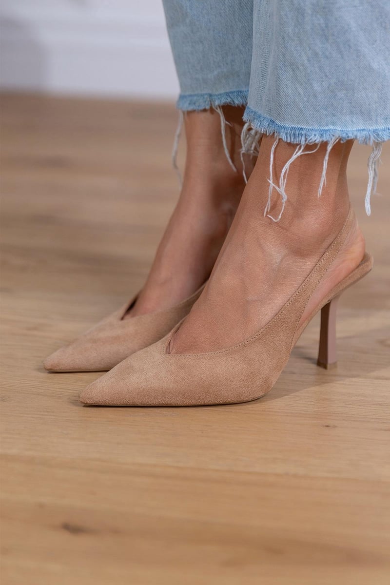 Talons kitten Beige à bout pointu uni