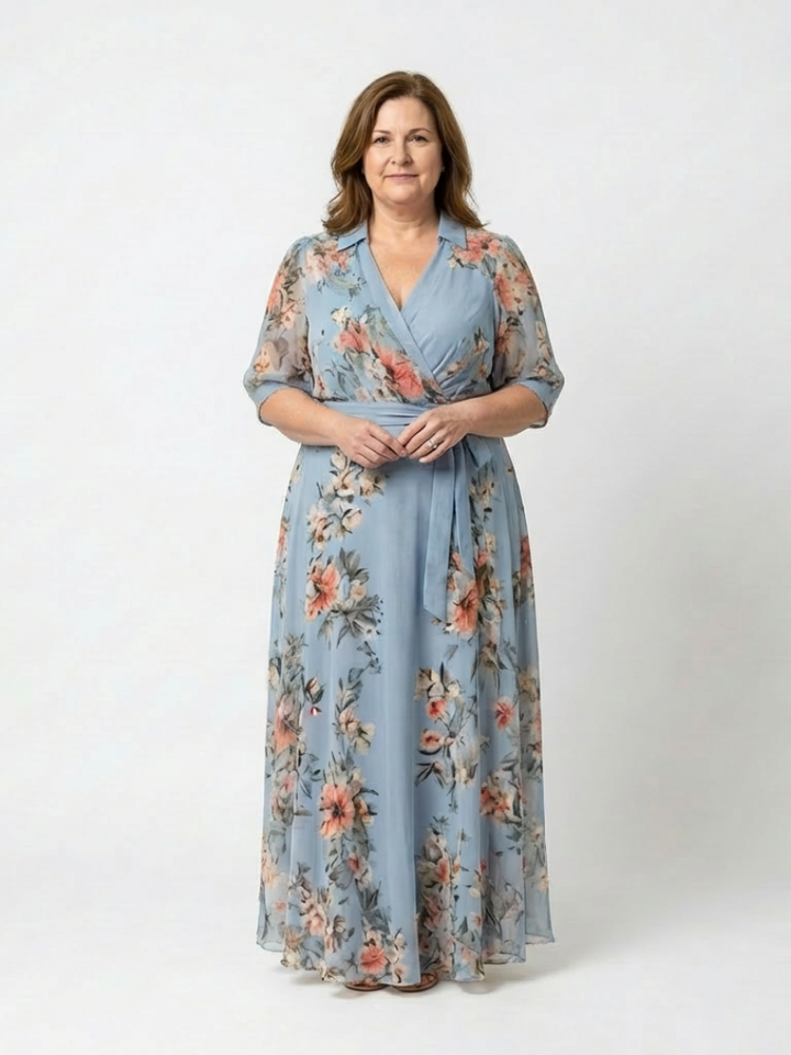 Elowen | Robe Maxi à Enveloppe à Col en V Floral