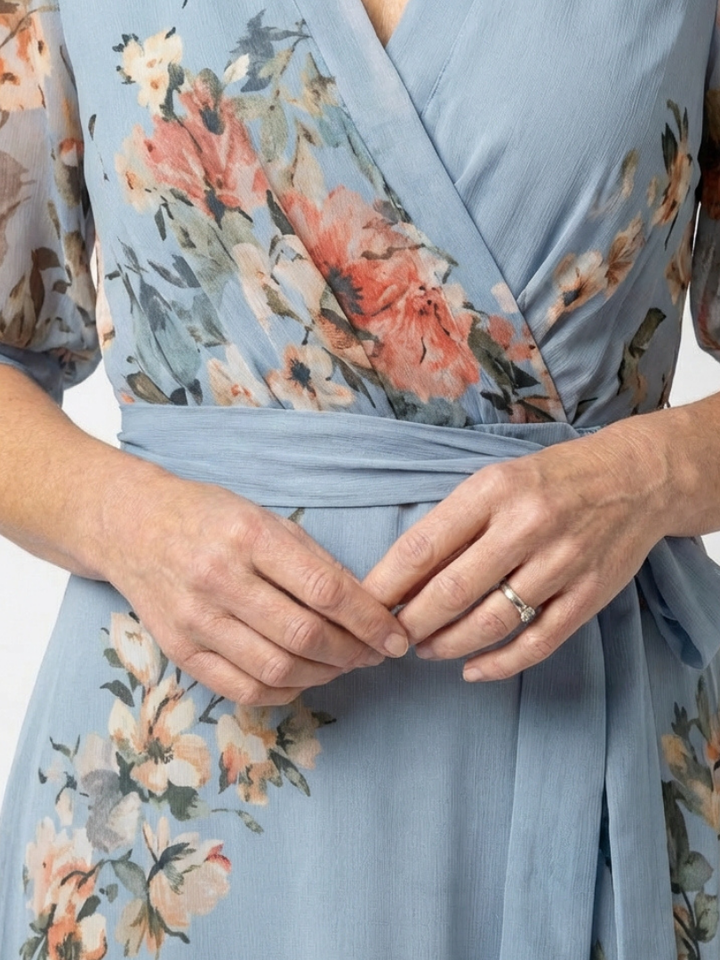 Elowen | Robe Maxi à Enveloppe à Col en V Floral
